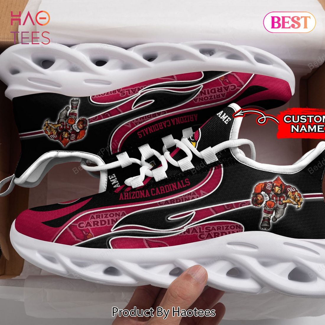 Arizona Cardinals NFL Personalized Black Mix Red Max Soul Shoes Arizona Cardinals NFL Personalized Black Mix Red Max Soul Shoes