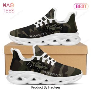 Baltimore Ravens Camo Camouflage Design Black Green Trending Max Soul Shoes