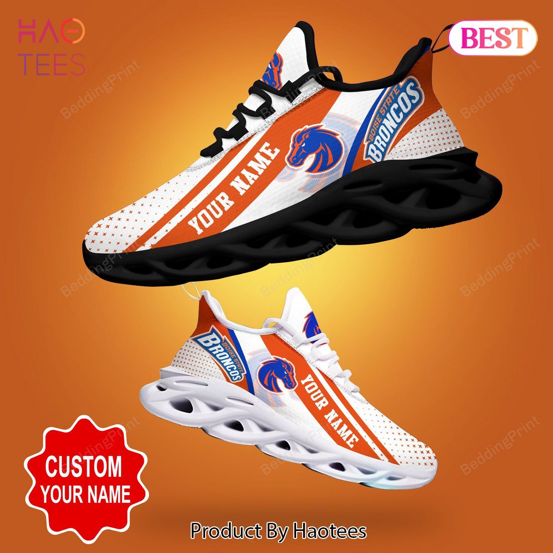 Boise State Broncos NCAA Personalized White Mix Orange Max Soul Shoes Boise State Broncos NCAA Personalized White Mix Orange Max Soul Shoes