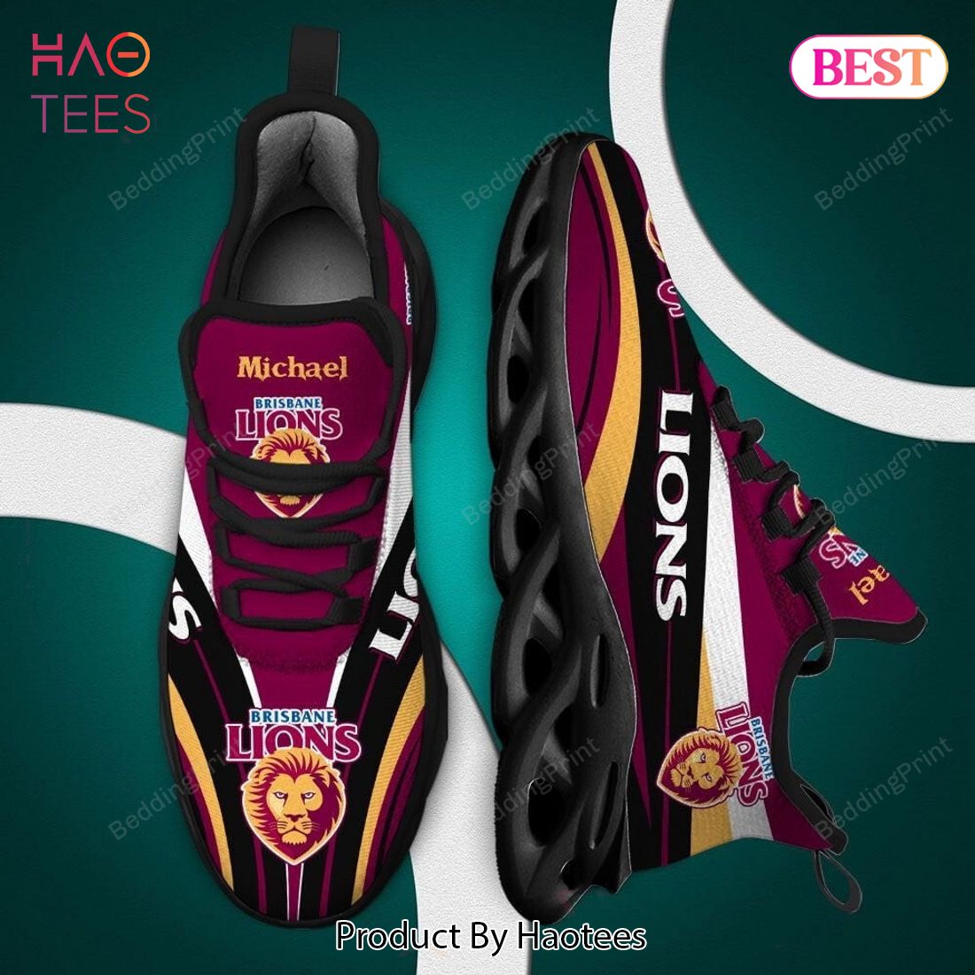 Brisbane Lions AFL Custom Name Black Mix Color Max Soul Shoes Brisbane Lions AFL Custom Name Black Mix Color Max Soul Shoes