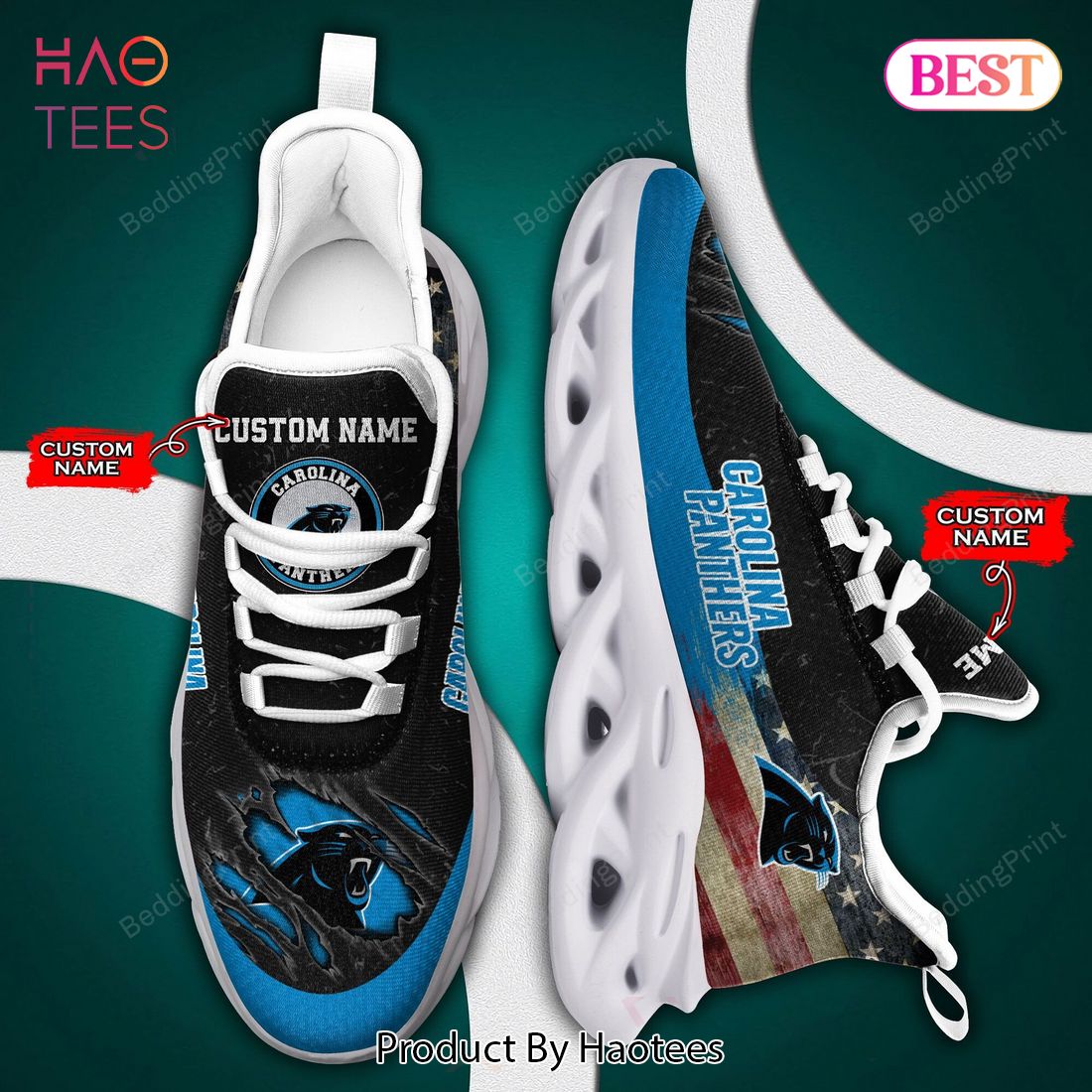 Carolina Panthers Nfl Personalized Blue Mix Black Max Soul Shoes Carolina Panthers Nfl Personalized Blue Mix Black Max Soul Shoes