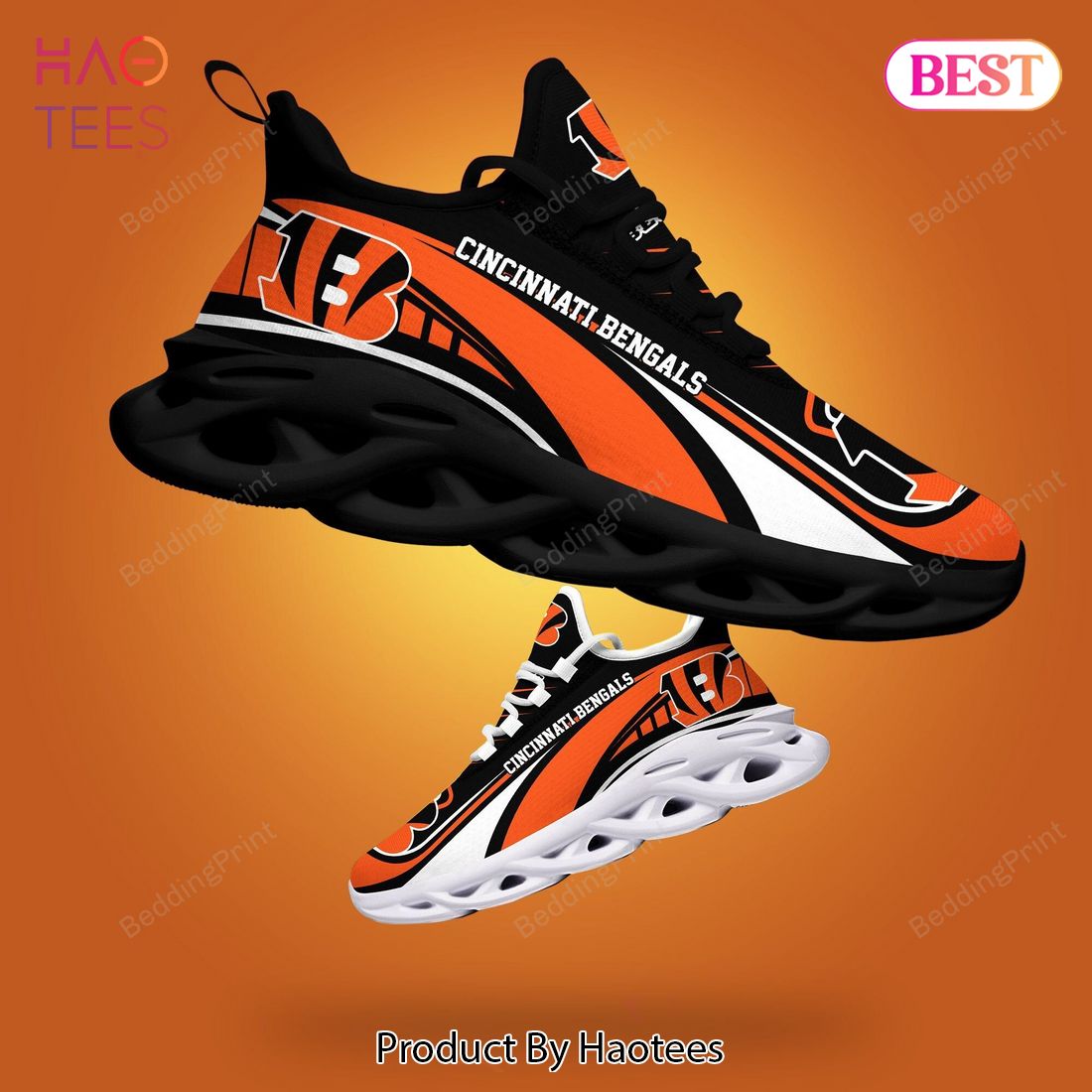 Cincinnati Bengals NFL Black White Orange Max Soul Shoes Cincinnati Bengals NFL Black White Orange Max Soul Shoes