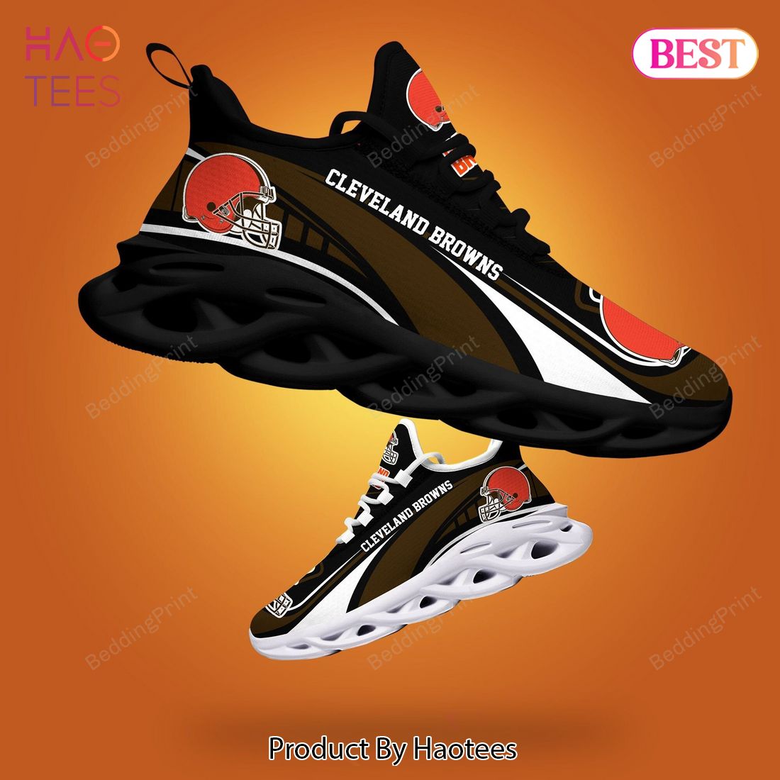 Cleveland Browns NFL Black Brown Orange Max Soul Shoes Cleveland Browns NFL Black Brown Orange Max Soul Shoes