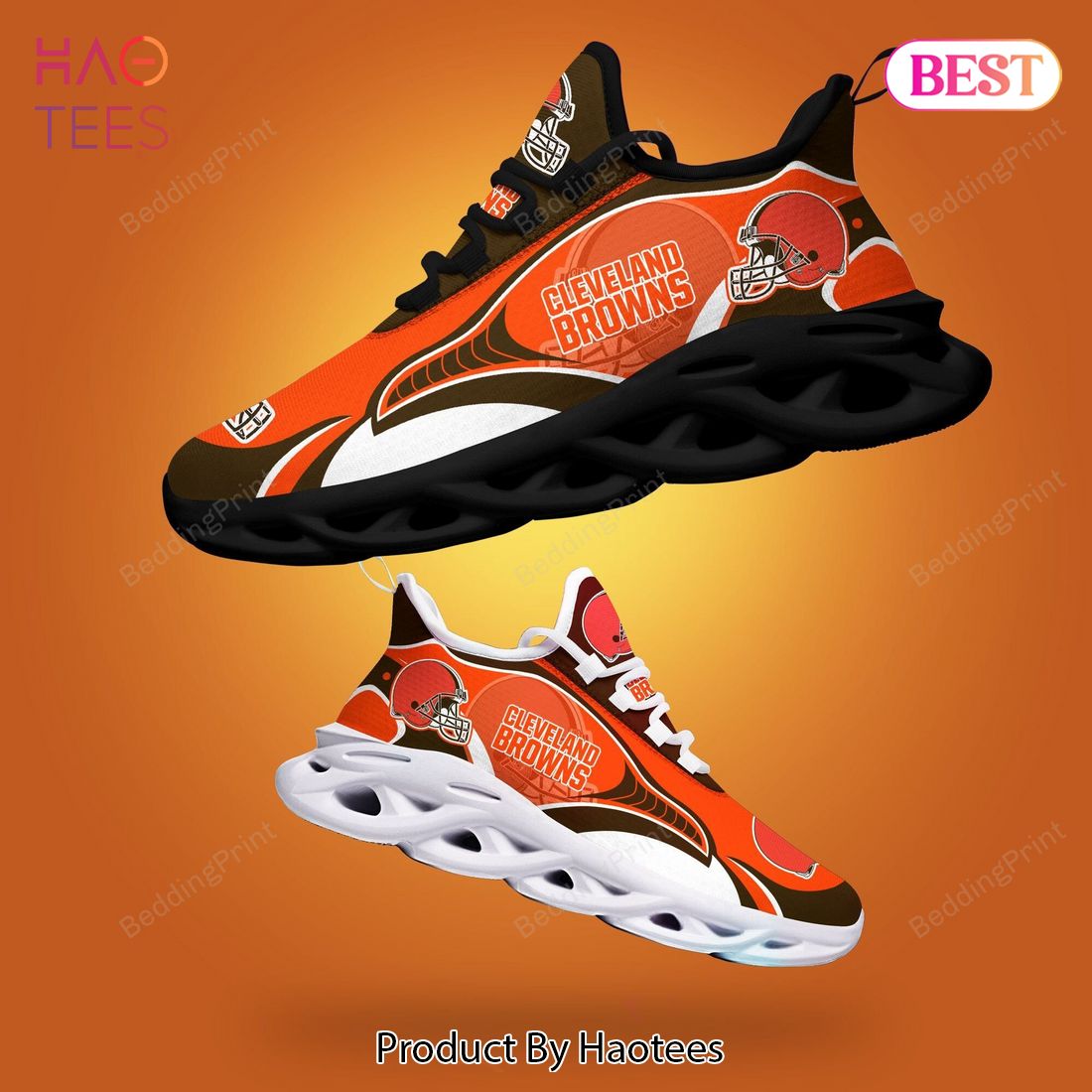 Cleveland Browns NFL Black White Orange Max Soul Shoes Cleveland Browns NFL Black White Orange Max Soul Shoes