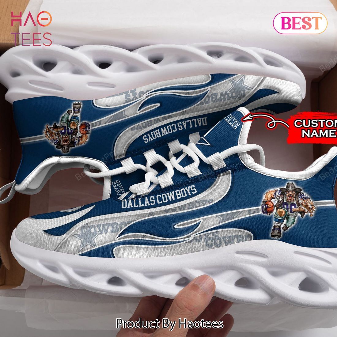 Dallas Cowboys Nfl Personalized White Mix Blue Max Soul Shoes