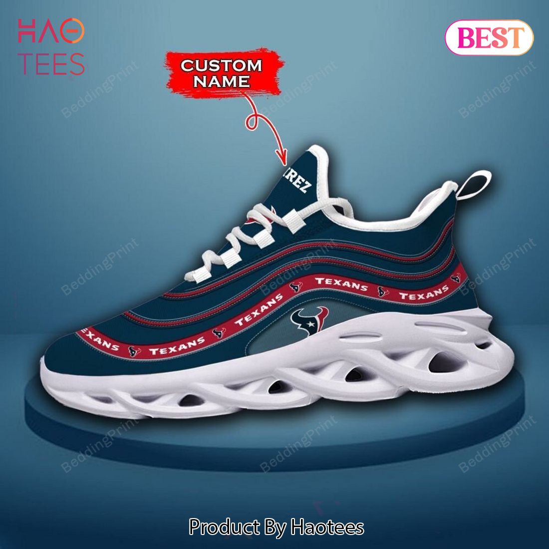 Houston Texans NFL Blue Mix Red Custom Name Max Soul Shoes Houston Texans NFL Blue Mix Red Custom Name Max Soul Shoes