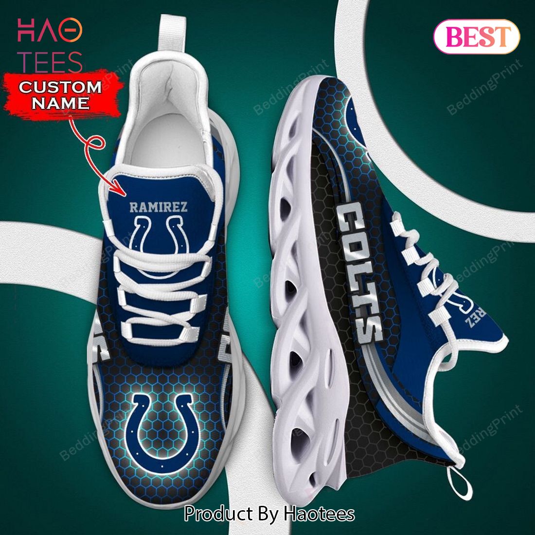 Indianapolis Colts NFL Black Mix Blue Custom Name Max Soul Shoes Indianapolis Colts NFL Black Mix Blue Custom Name Max Soul Shoes