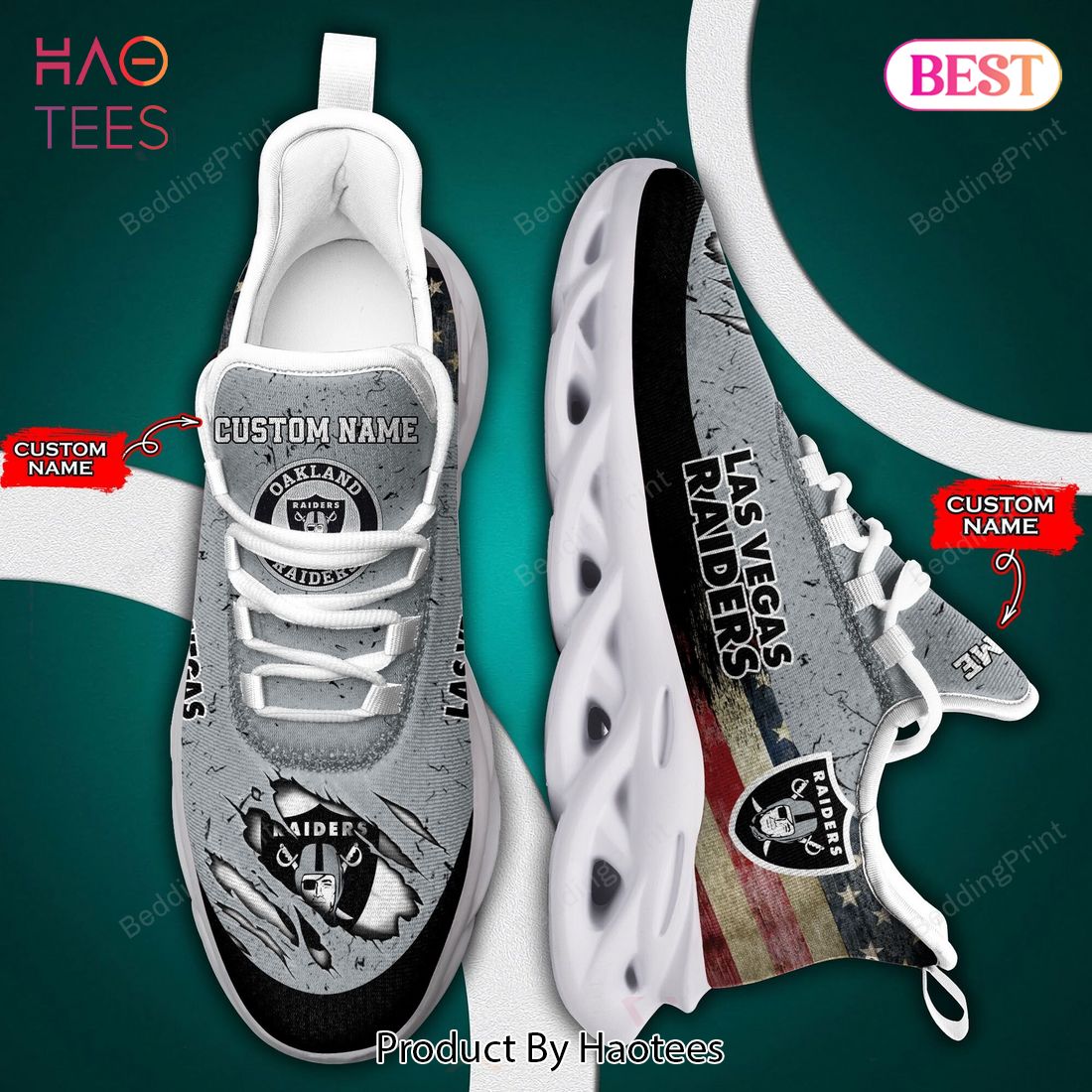 Las Vegas Raiders Nfl Personalized Grey Color Max Soul Shoes Las Vegas Raiders Nfl Personalized Grey Color Max Soul Shoes