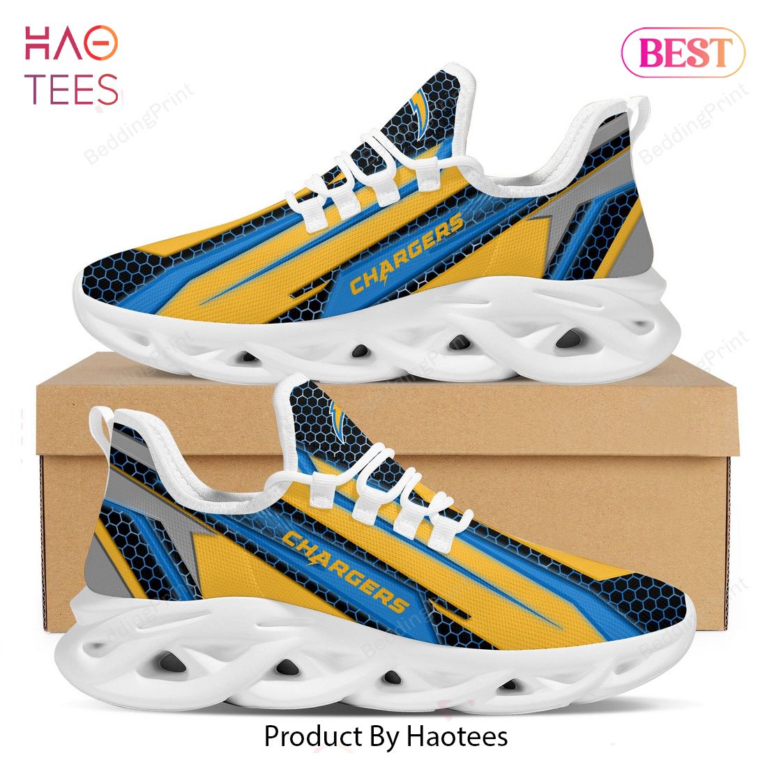 Los Angeles Chargers Geometric Hexagon Design Trending Blue Gold Black Max Soul Shoes Los Angeles Chargers Geometric Hexagon Design Trending Blue Gold Black Max Soul Shoes