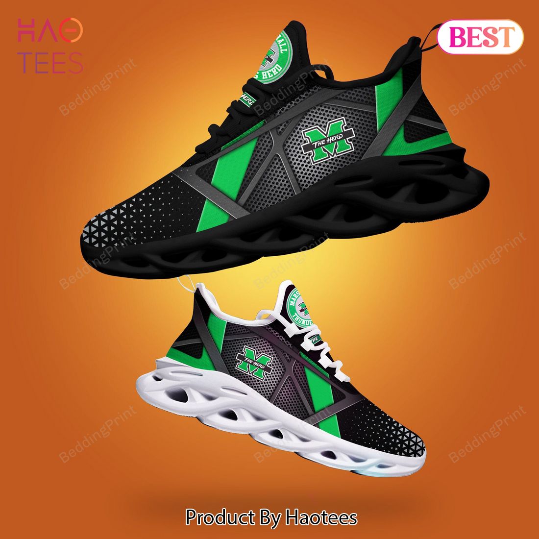 Marshall Thundering Herd NCAA Black Mix Green Color Max Soul Shoes