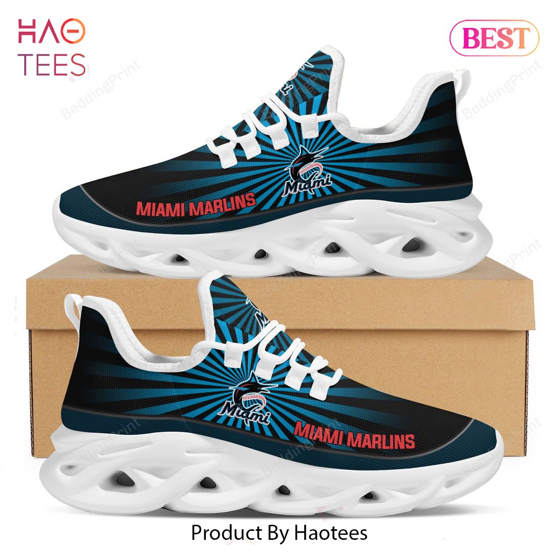 Miami Marlins MLB Light Flashes Design Trending Blue Max Soul Shoes