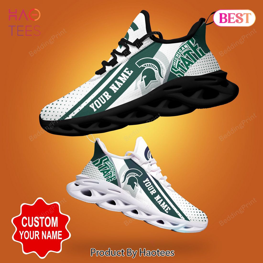 Michigan State Spartans NCAA Personalized White Mix Green Max Soul Shoes