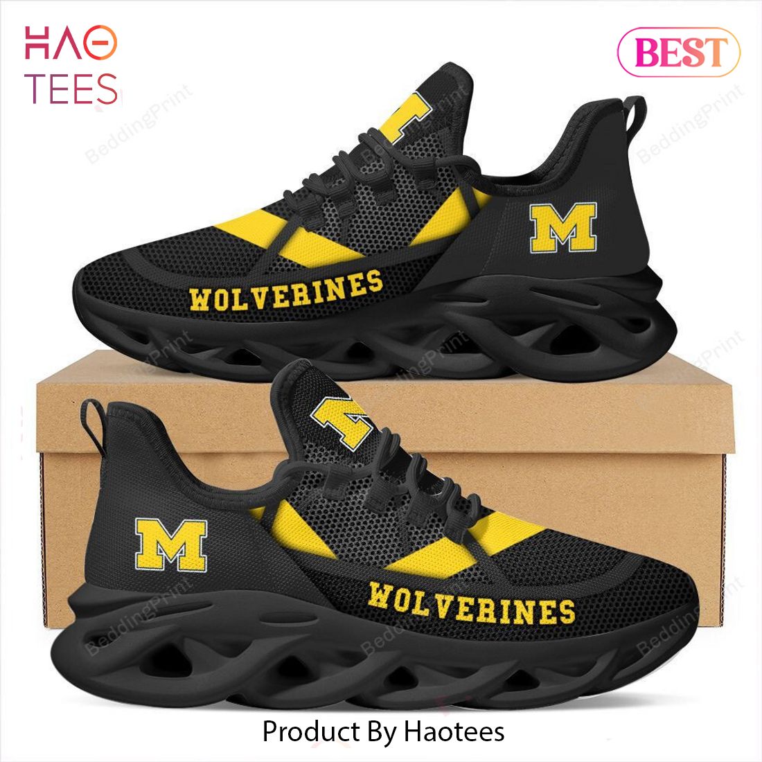 Michigan Wolverines NCAA Black Mix Gold Max Soul Shoes