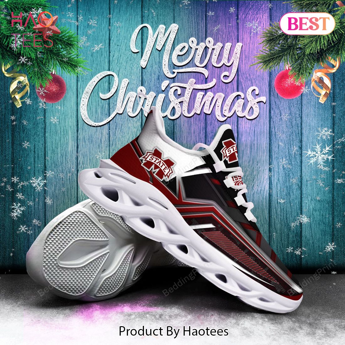 Mississippi State Bulldogs NCAA Black Mix Red Max Soul Shoes