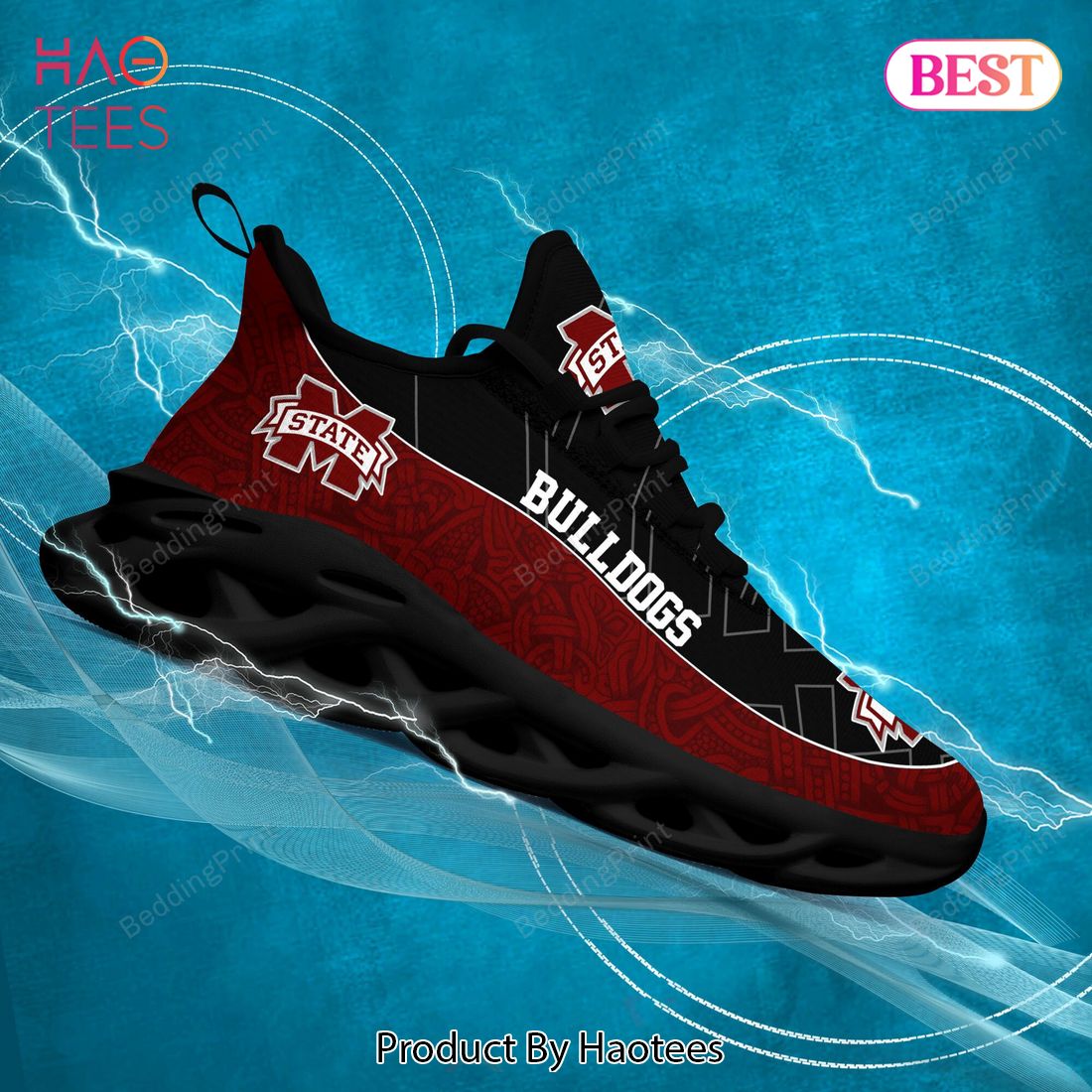 Mississippi State Bulldogs NCAA Hot Trend Black Mix Red Max Soul Shoes
