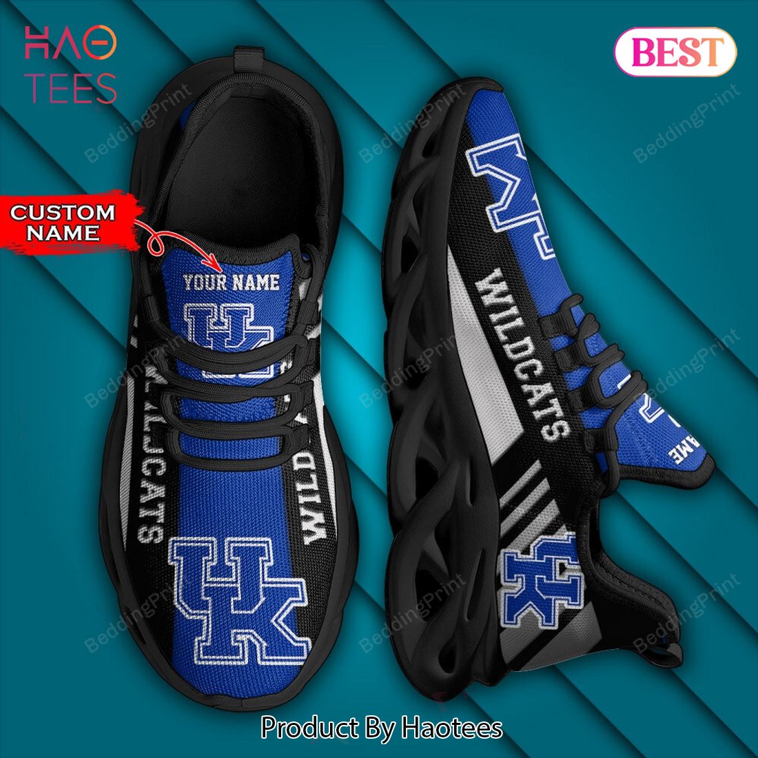 NCAA Kentucky Wildcats Personalized Black Blue Color Max Soul Shoes NCAA Kentucky Wildcats Personalized Black Blue Color Max Soul Shoes