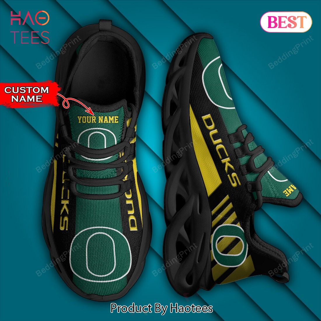 NCAA Oregon Ducks Personalized Green Mix Gold Max Soul Shoes
