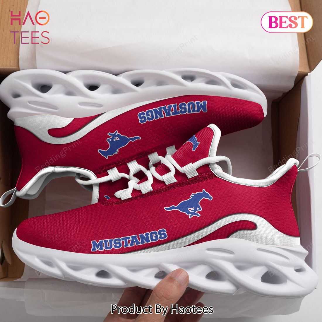 NCAA SMU Mustangs Red Color Max Soul Shoes