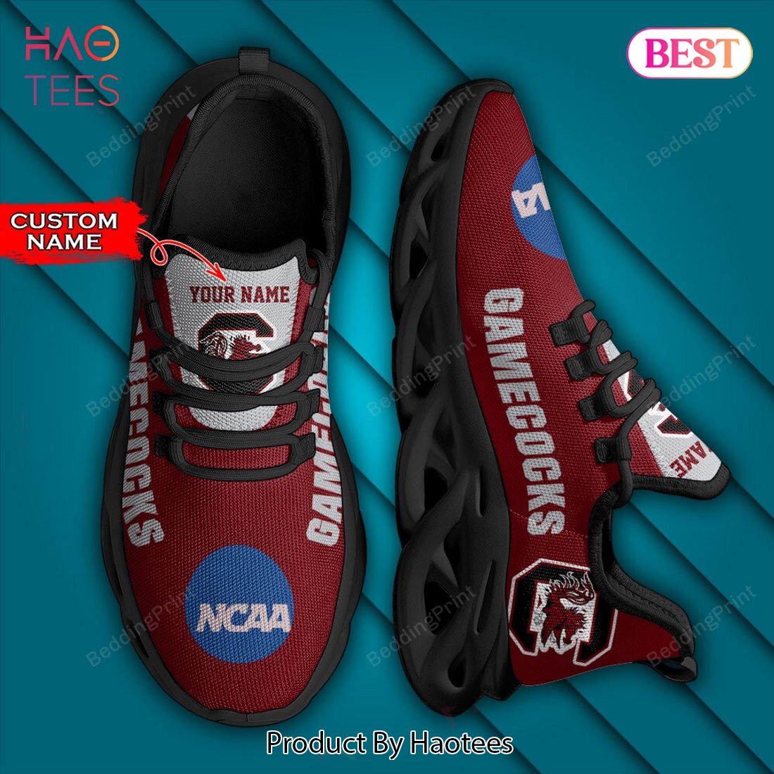 NCAA South Carolina Gamecocks Personalized Red Mix Grey Max Soul Shoes