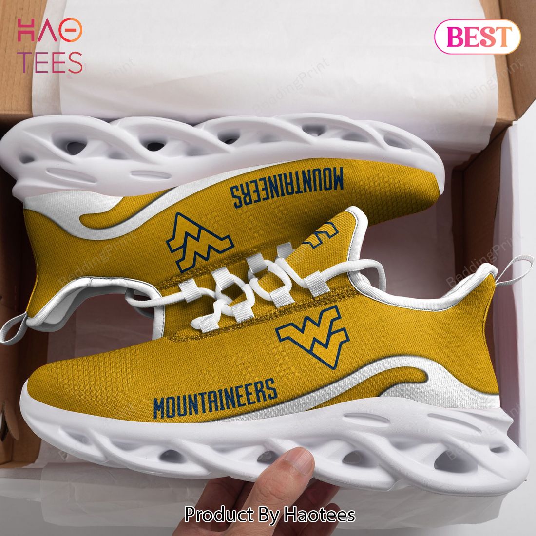 NCAA West Virginia Mountaineers Gold Color Max Soul Shoes