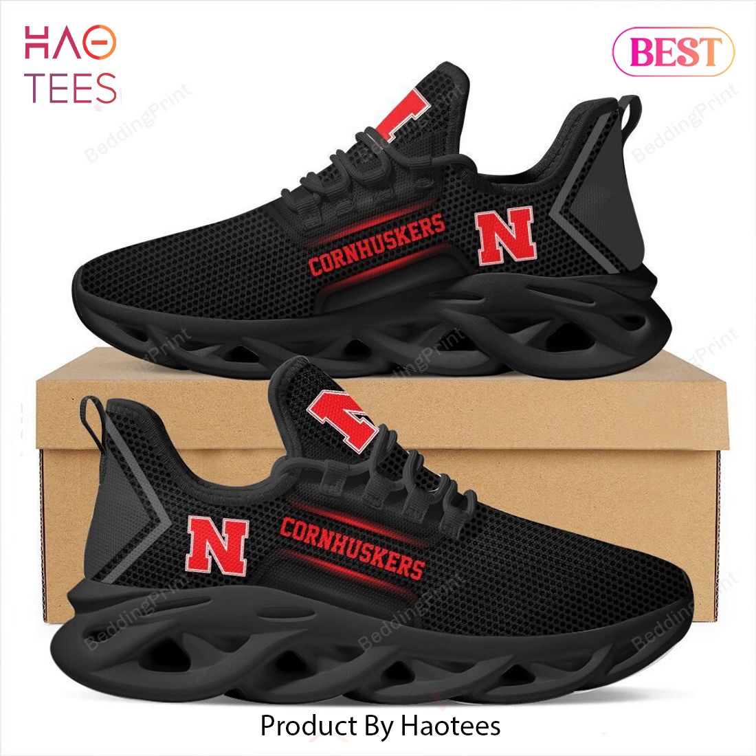 Nebraska Cornhuskers NCAA Black Color Max Soul Shoes