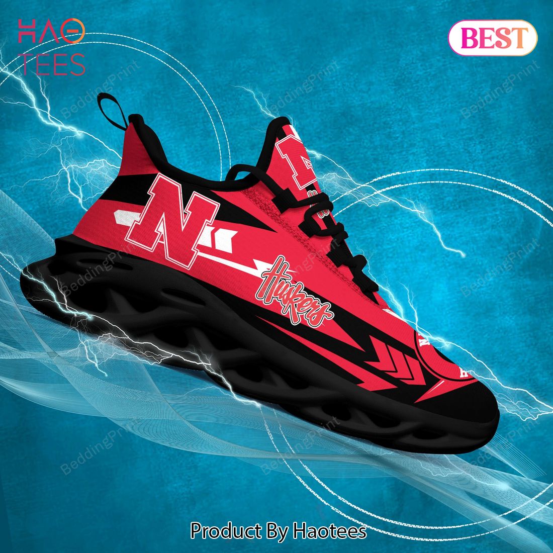 Nebraska Cornhuskers NCAA Hot Trend Black Mix Red Max Soul Shoes
