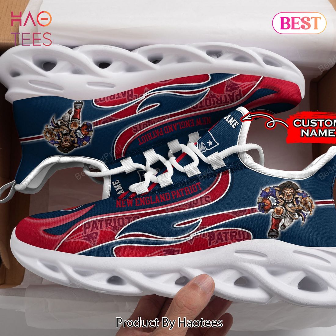 New England Patriots Nfl Personalized Blue Mix Red Max Soul Shoes