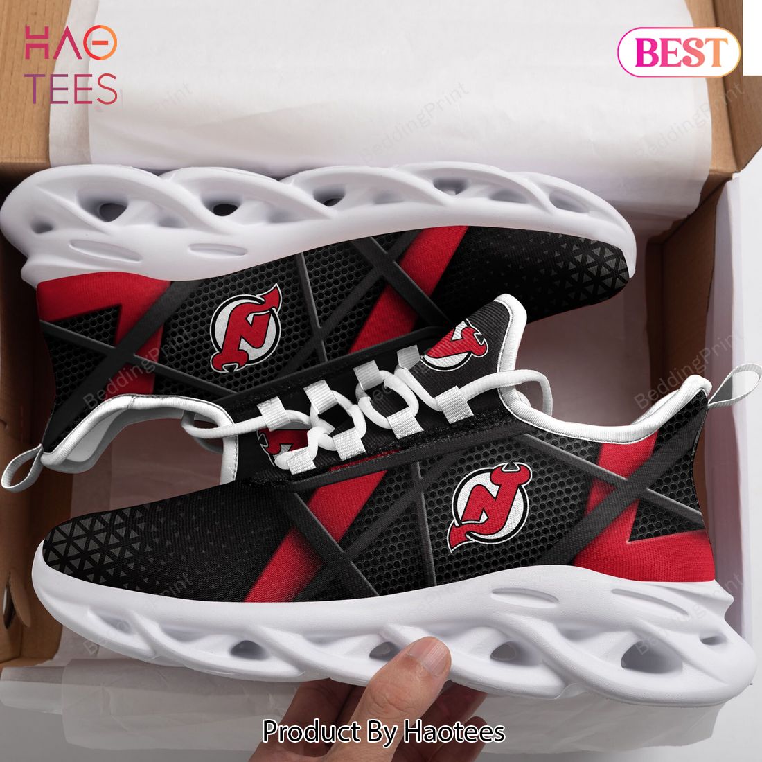 New Jersey Devils NHL Black Mix Red Max Soul Shoes