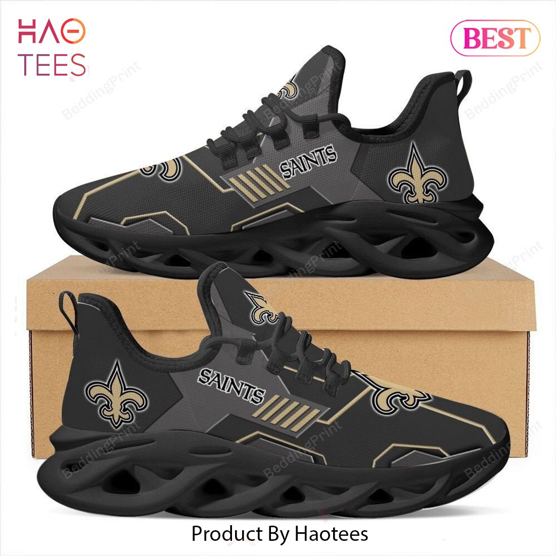 New Orleans Saints NFL Black Color Max Soul Shoes