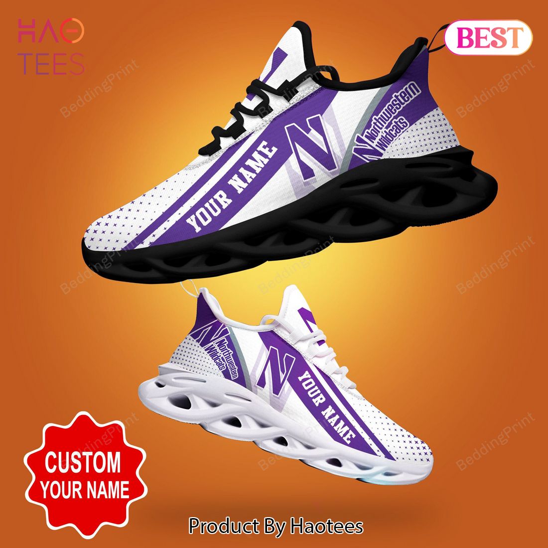 Northwestern Wildcats NCAA Personalized White Mix Violet Max Soul Shoes