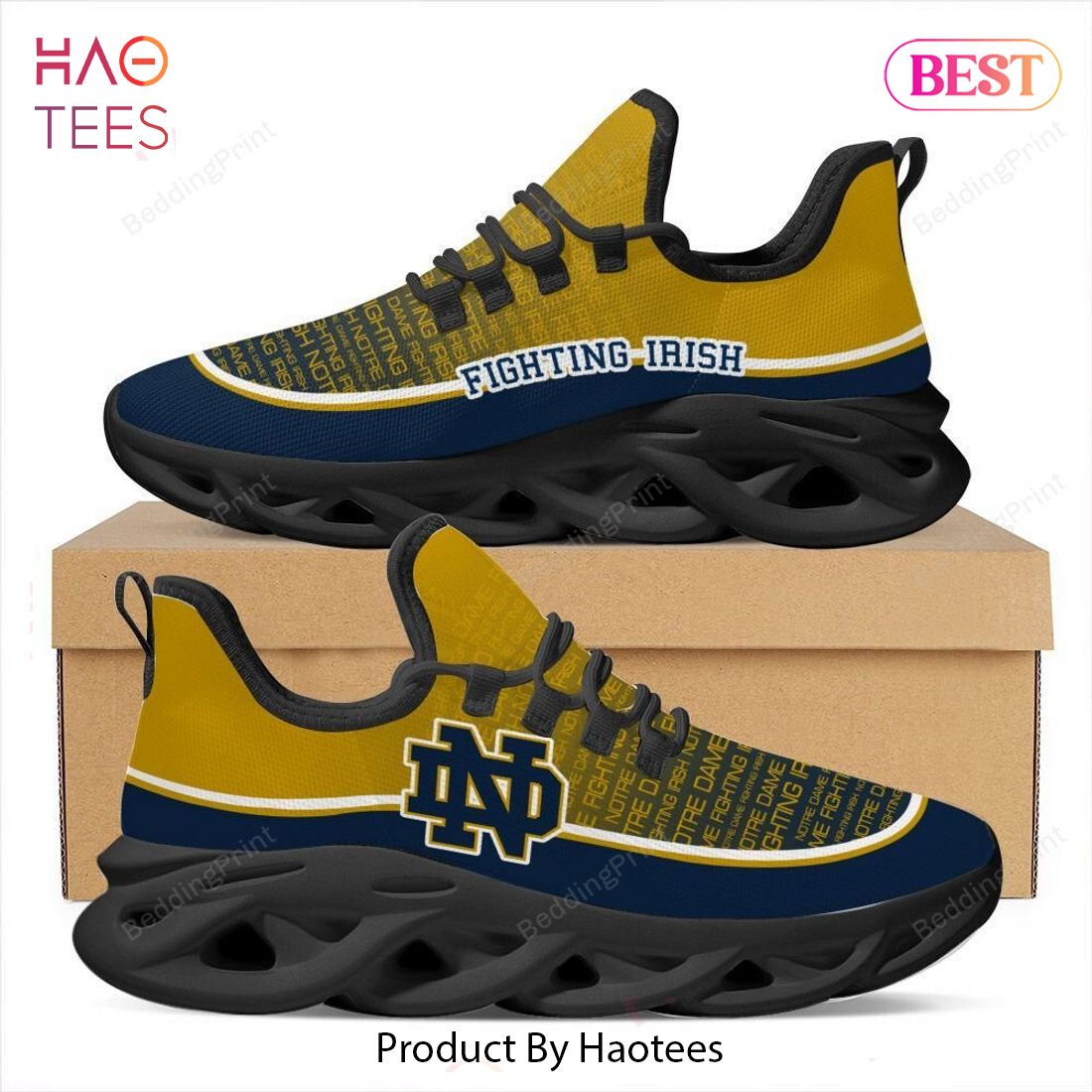 Notre Dame Fighting Irish NCAA Gold Color Max Soul Shoes