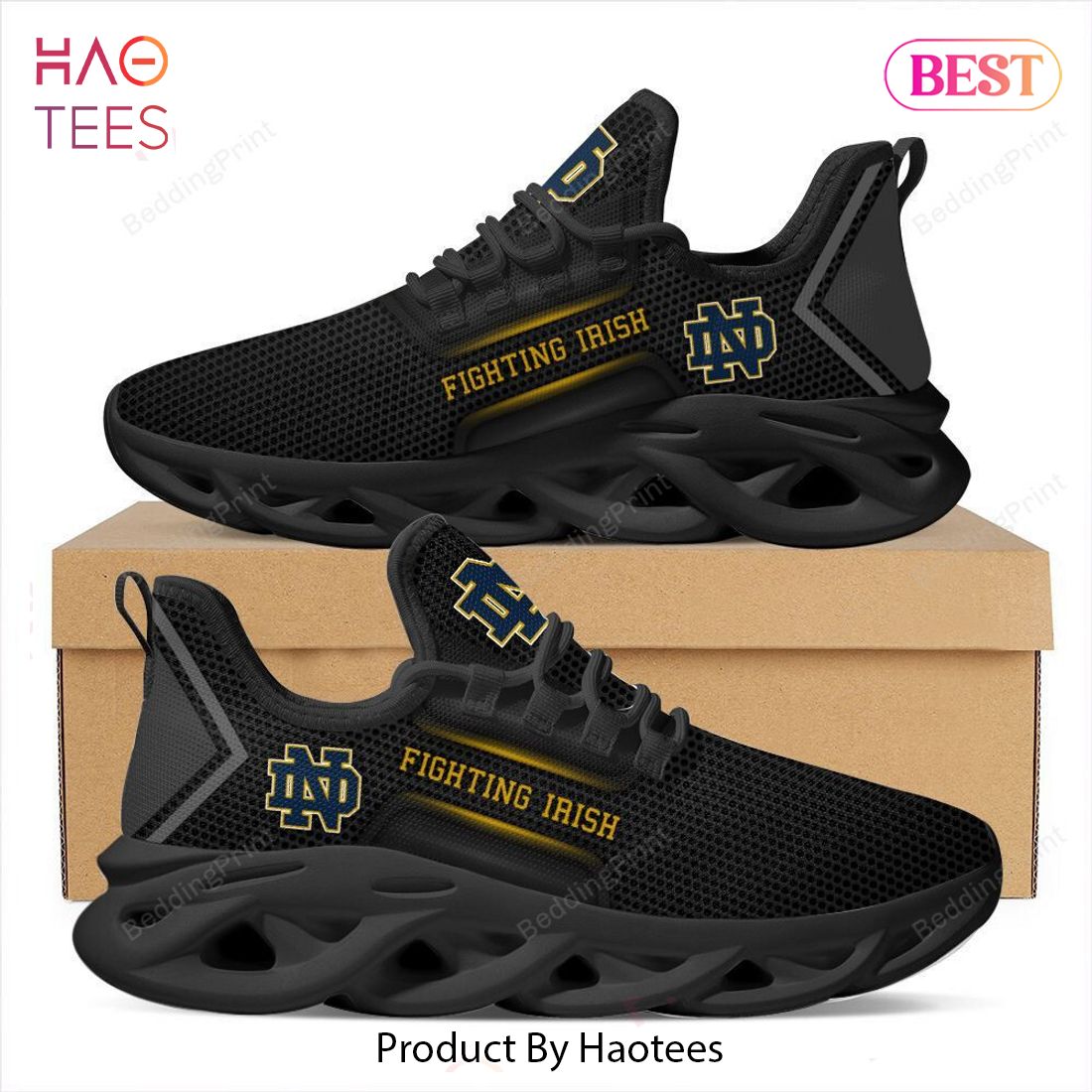 Notre Dame Fighting Irish NCAA Hot Trend Black Color Max Soul Shoes