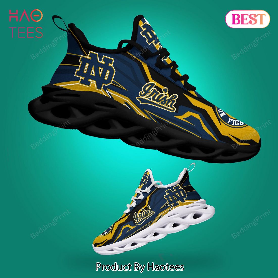 Notre Dame Fighting Irish NCAA Hot Trend Gold Mix Blue Max Soul Shoes