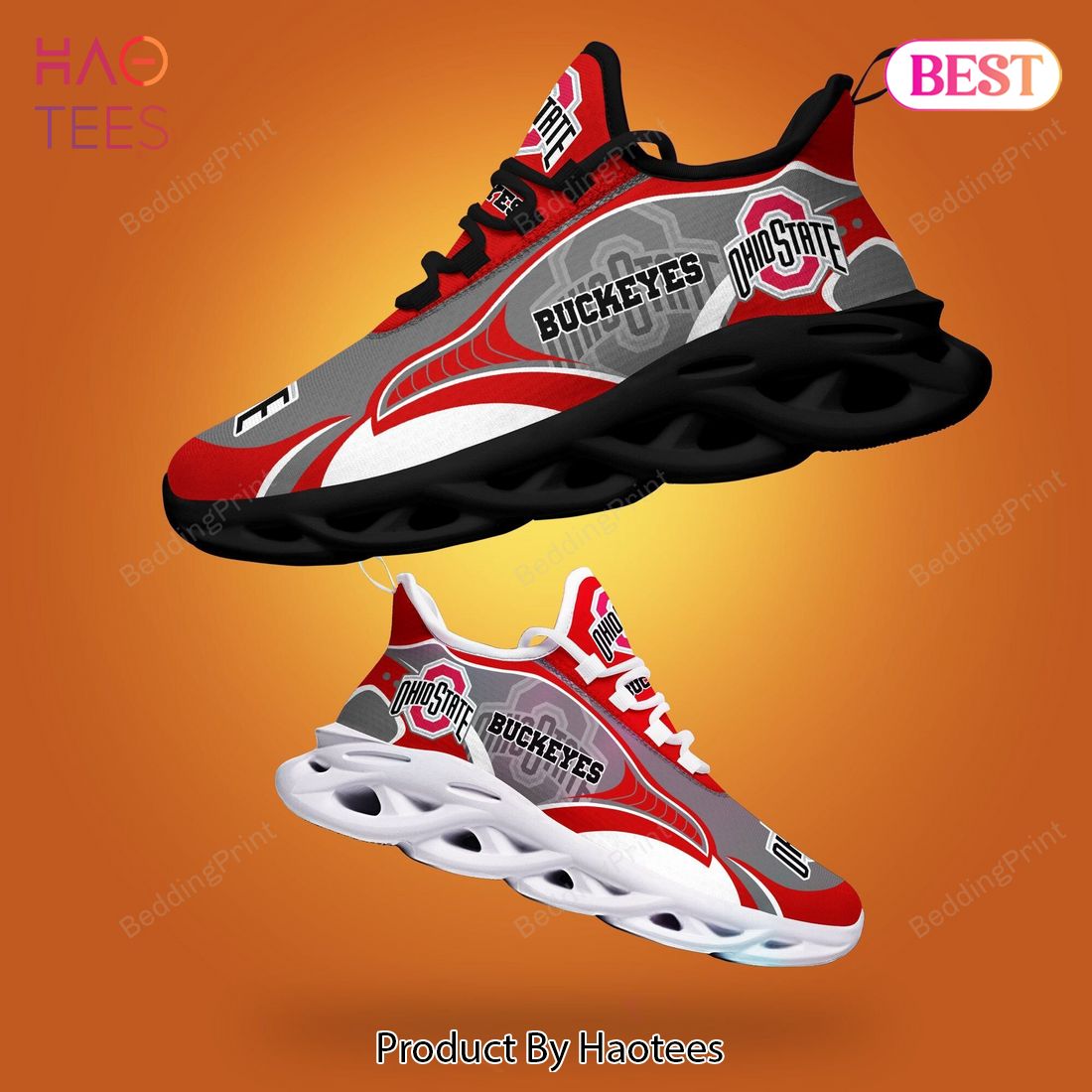 Ohio State Buckeyes NCAA Red Grey Color Max Soul Shoes Ohio State Buckeyes NCAA Red Grey Color Max Soul Shoes