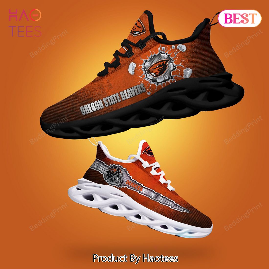 Oregon State Beavers NCAA Hot Trend Black Mix Orange Max Soul Shoes