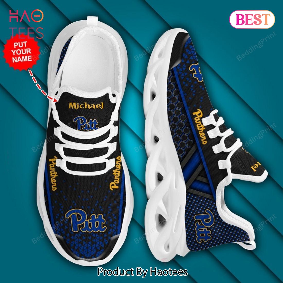 Pittsburgh Panthers NCAA Black Mix Blue Max Soul Shoes