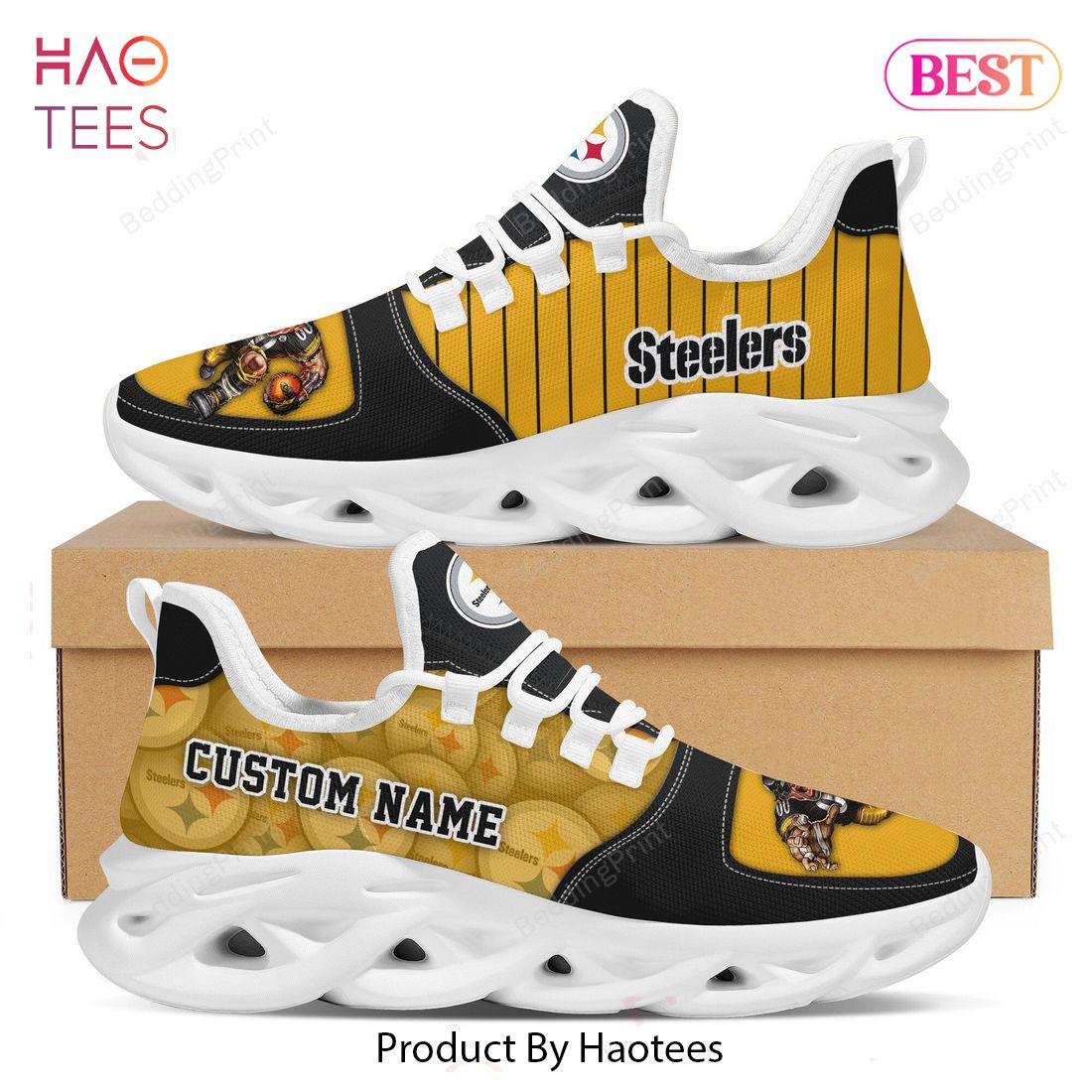 Pittsburgh Steelers Black Mix Gold Max Soul Shoes Pittsburgh Steelers Black Mix Gold Max Soul Shoes