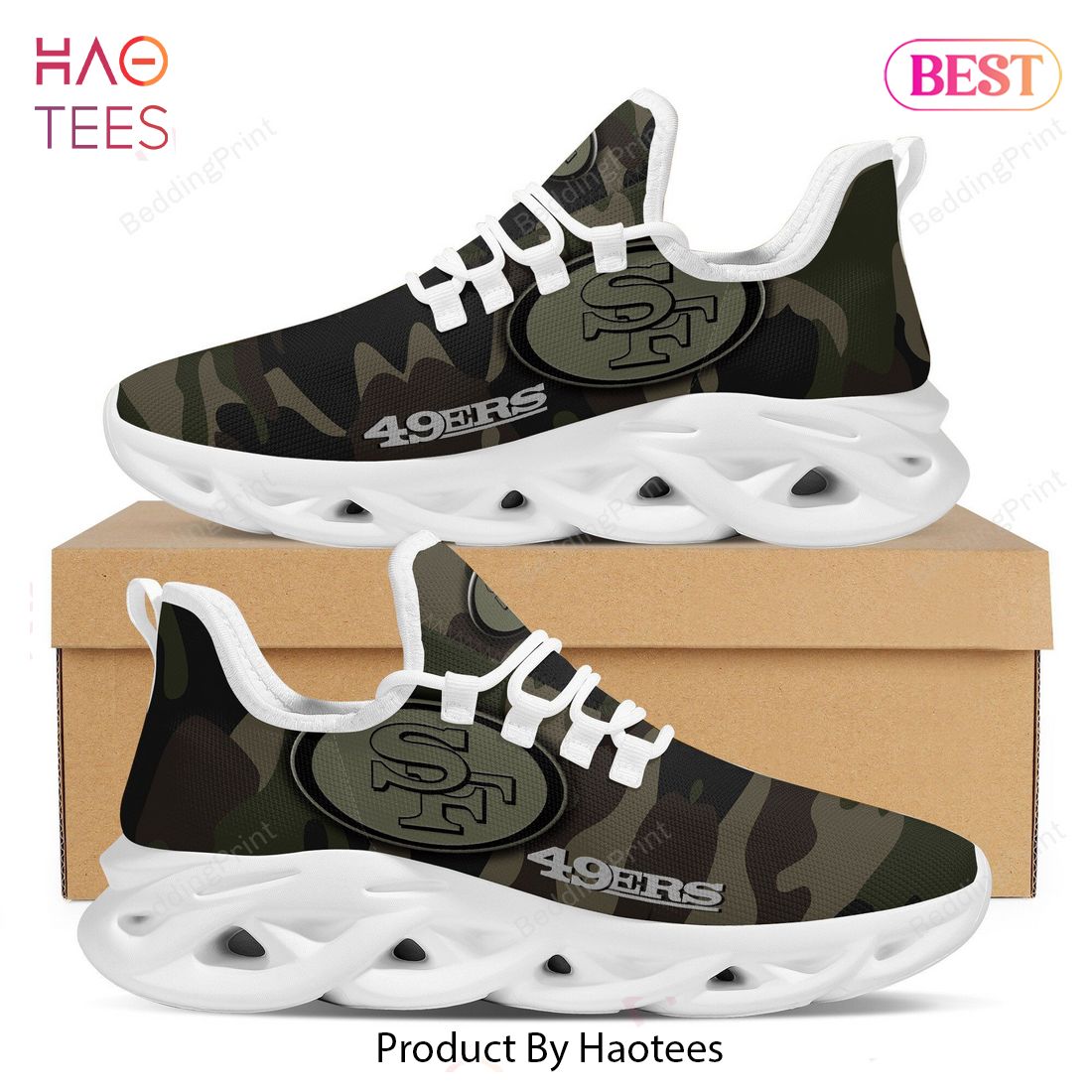 San Francisco 49ers Camo Camouflage Design Trending Black Max Soul Shoes