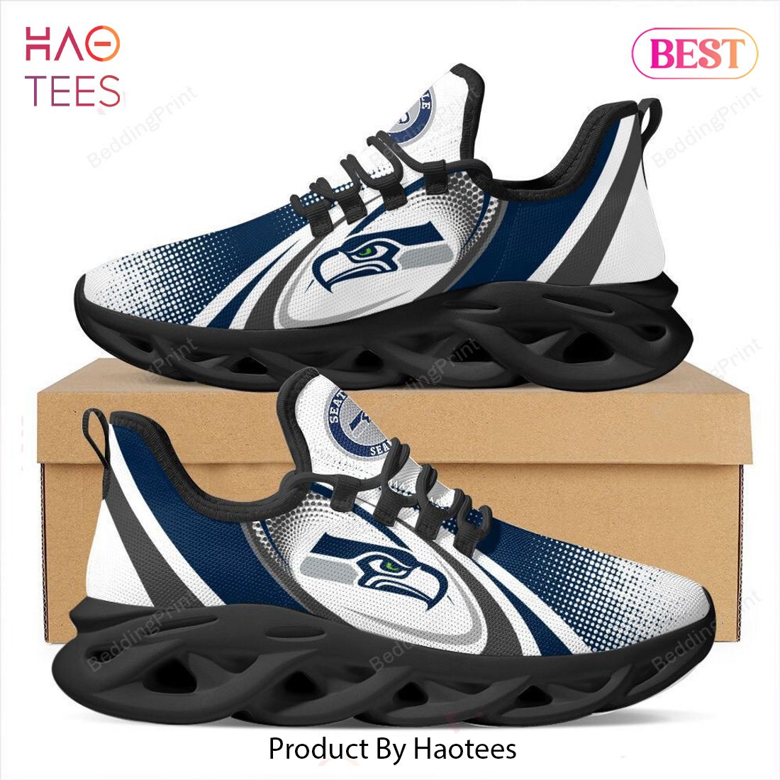 Seattle Seahawks NFL White Mix Blue Max Soul Shoes