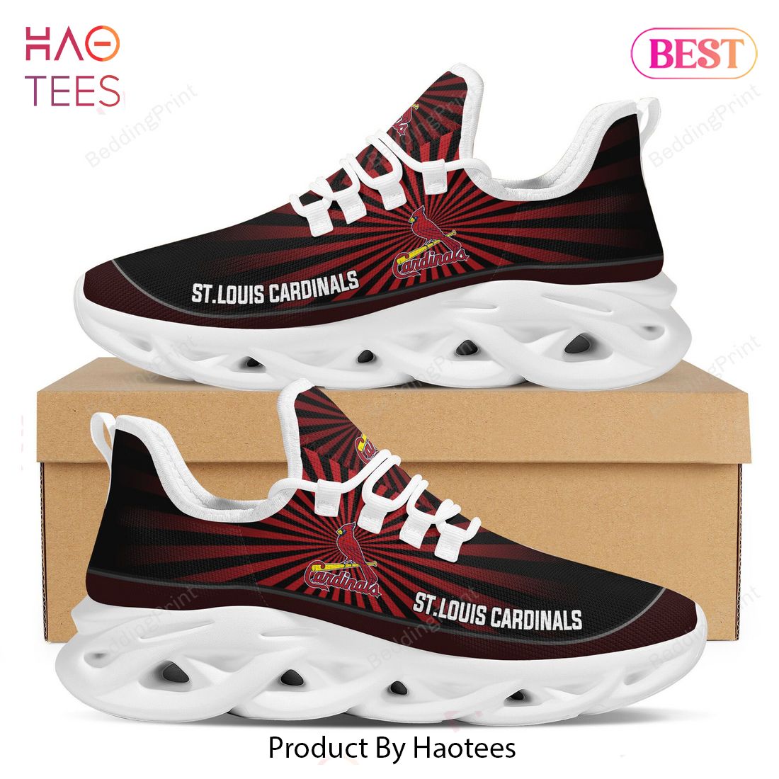 St Louis Cardinals MLB Light Flashes Design Trending Black Red Max Soul Shoes