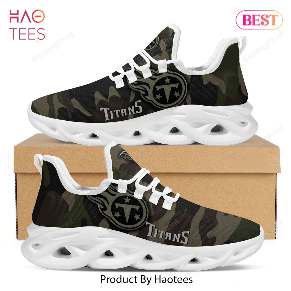 Tennessee Titans Camo Camouflage Design Trending Black Max Soul Shoes