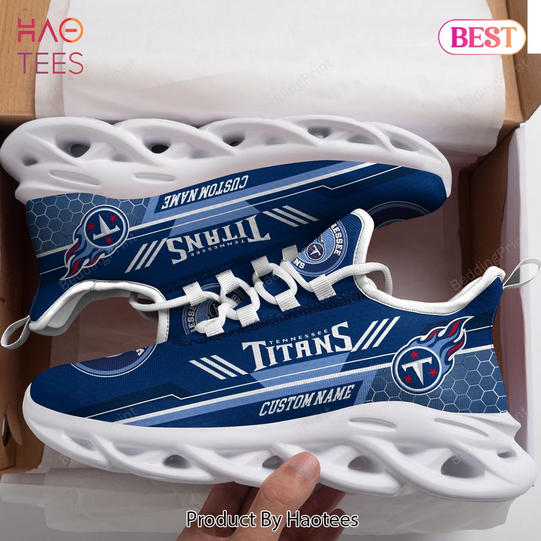 Tennessee Titans Custom Name Blue Color Max Soul Shoes