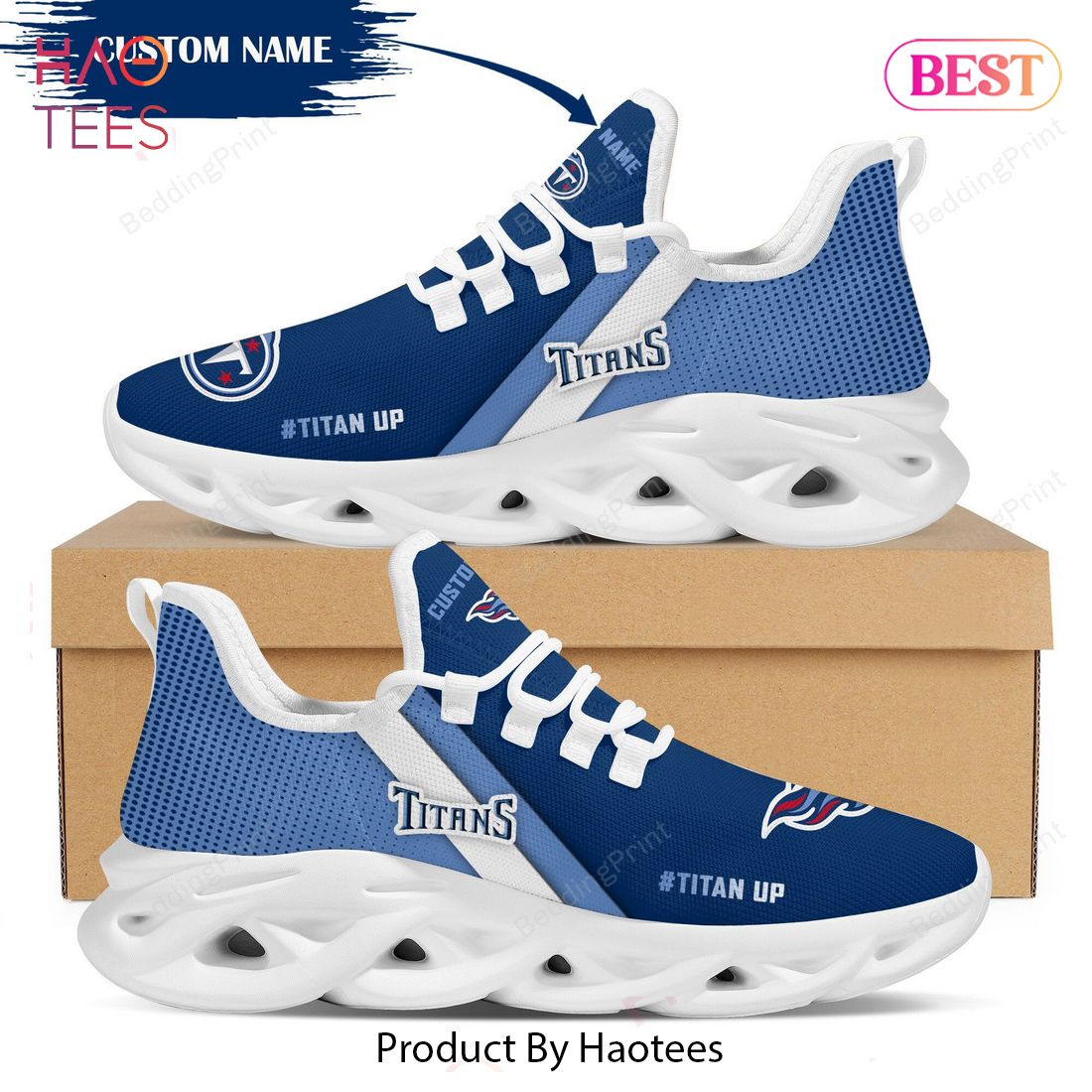 Tennessee Titans Custom Name Hot Blue Color Max Soul Shoes