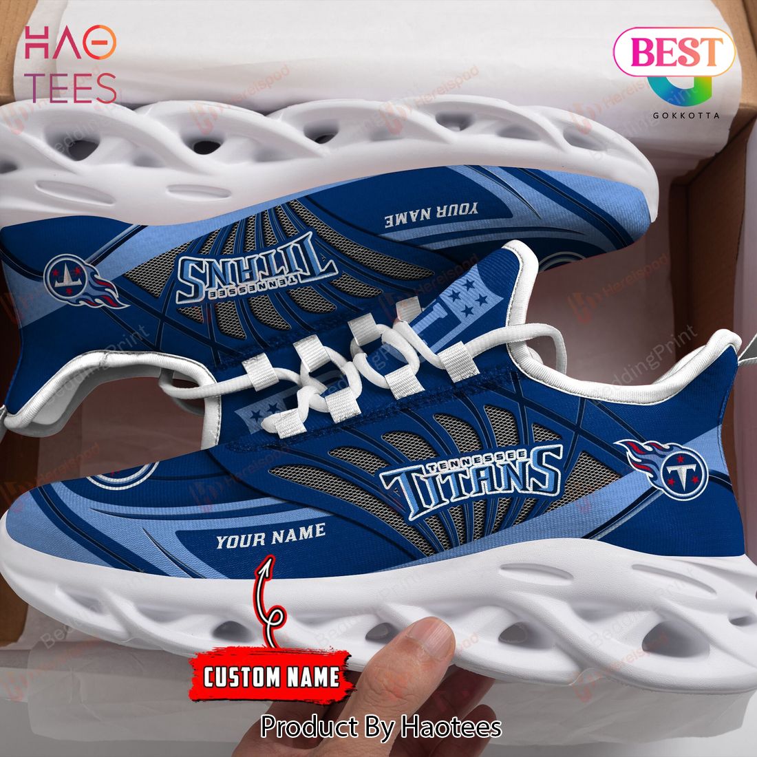 Tennessee Titans Personalized Hot Blue Color Max Soul Shoes
