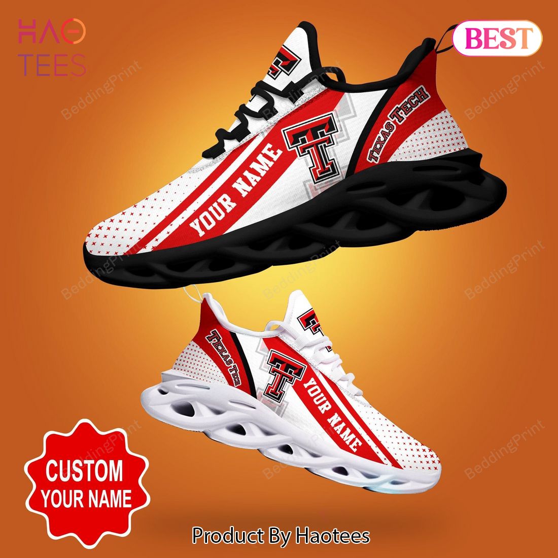 Texas Tech Red Raiders NCAA White Red Color Max Soul Shoes Texas Tech Red Raiders NCAA White Red Color Max Soul Shoes