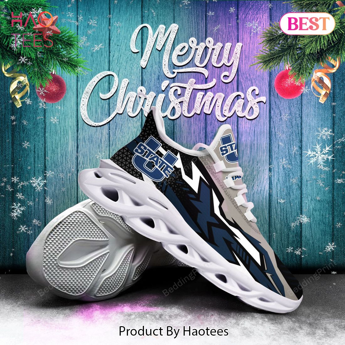 Utah State Aggies NCAA Black Mix Blue Max Soul Shoes Utah State Aggies NCAA Black Mix Blue Max Soul Shoes