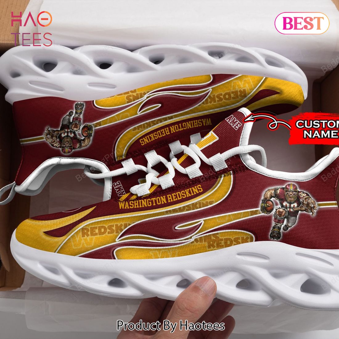 Washington Football Team Nfl Personalized Gold Mix Red Max Soul Shoes