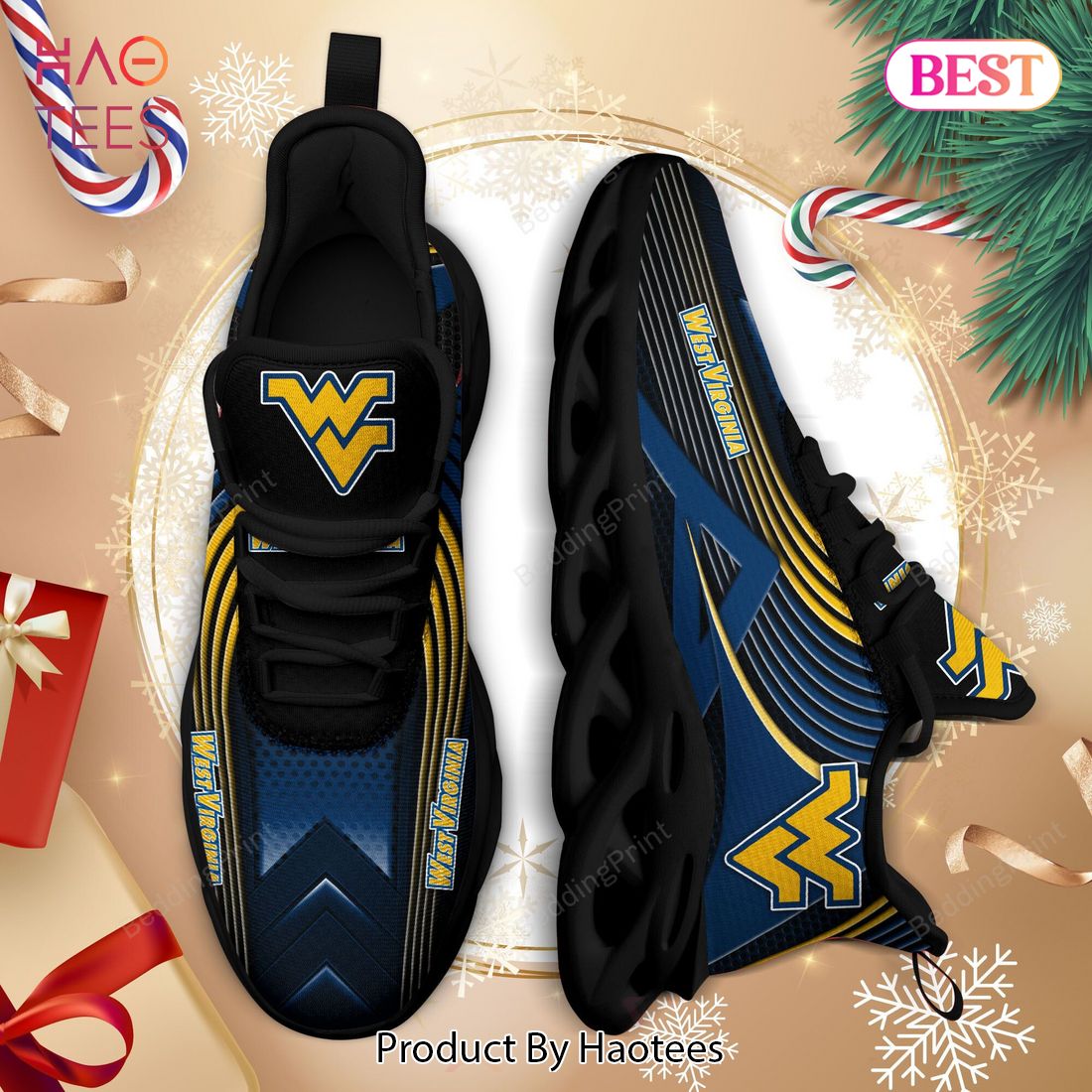 West Virginia Mountaineers NCAA Blue Black Gold Max Soul Shoes