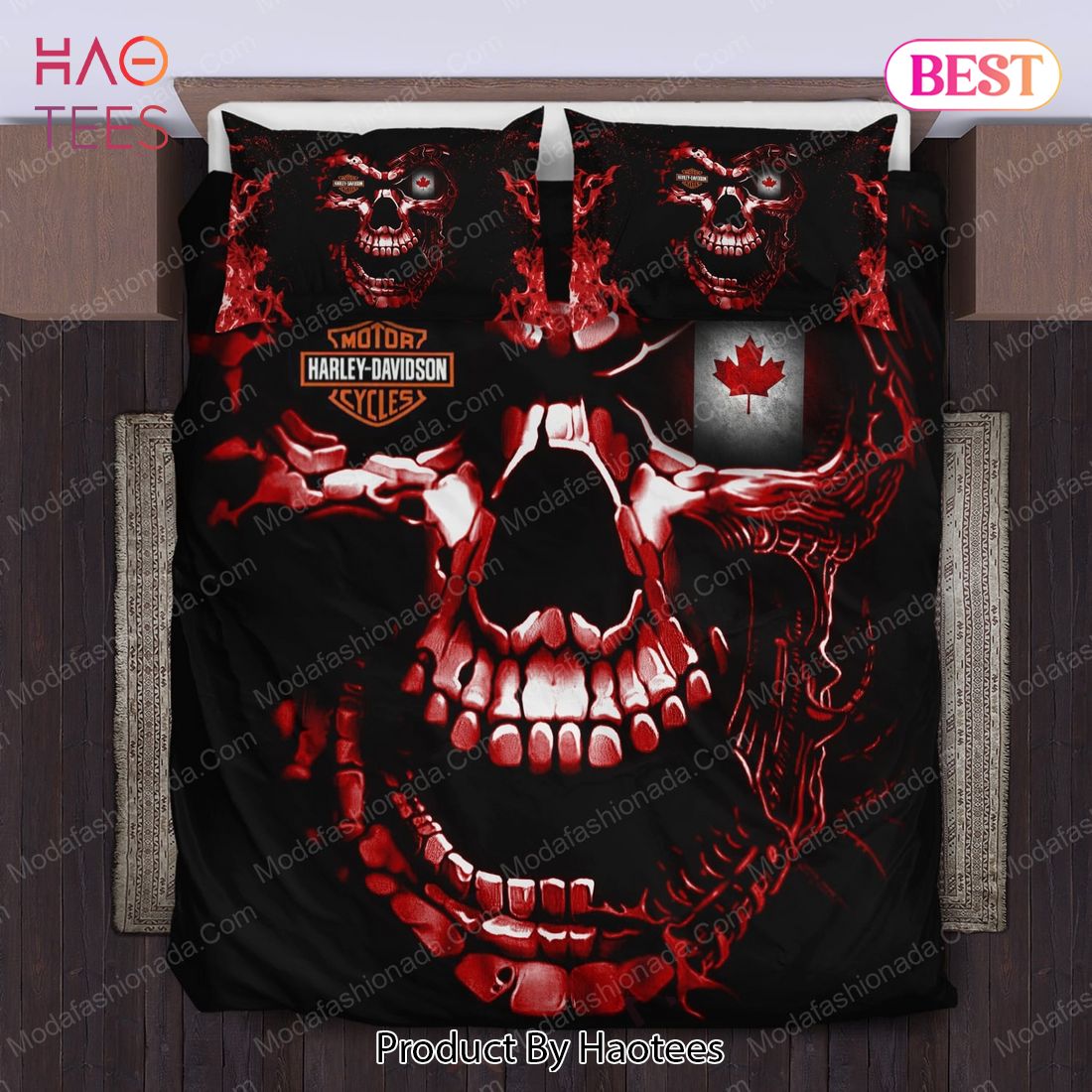 Buy Canadian Flag Skull Harley Davidson Bedding Sets Bed Sets, Bedroom Sets, Comforter Sets, Duvet Cover, Bedspread Luxury Store