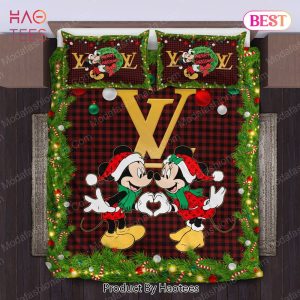 Buy Christmas Mickey And Minnie LV Bedding Sets Bed Sets, Bedroom Sets, Comforter Sets, Duvet Cover, Bedspread
